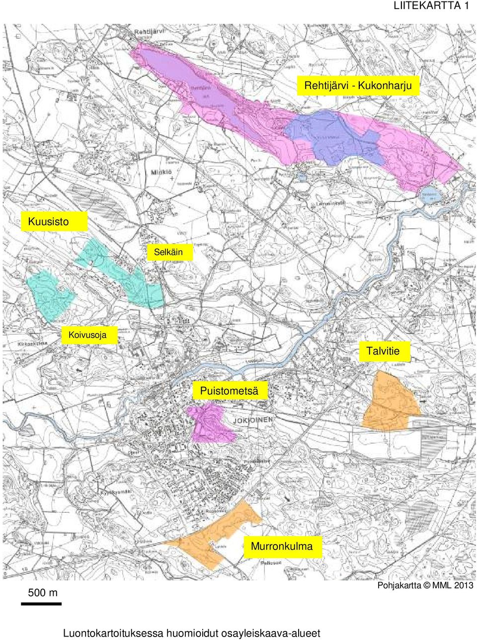 Puistometsä Murronkulma 500 m Pohjakartta