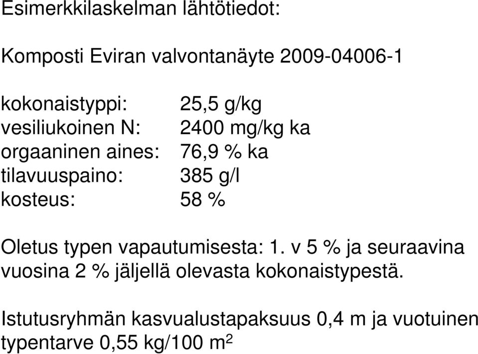 kosteus: 58 % Oletus typen vapautumisesta: 1.