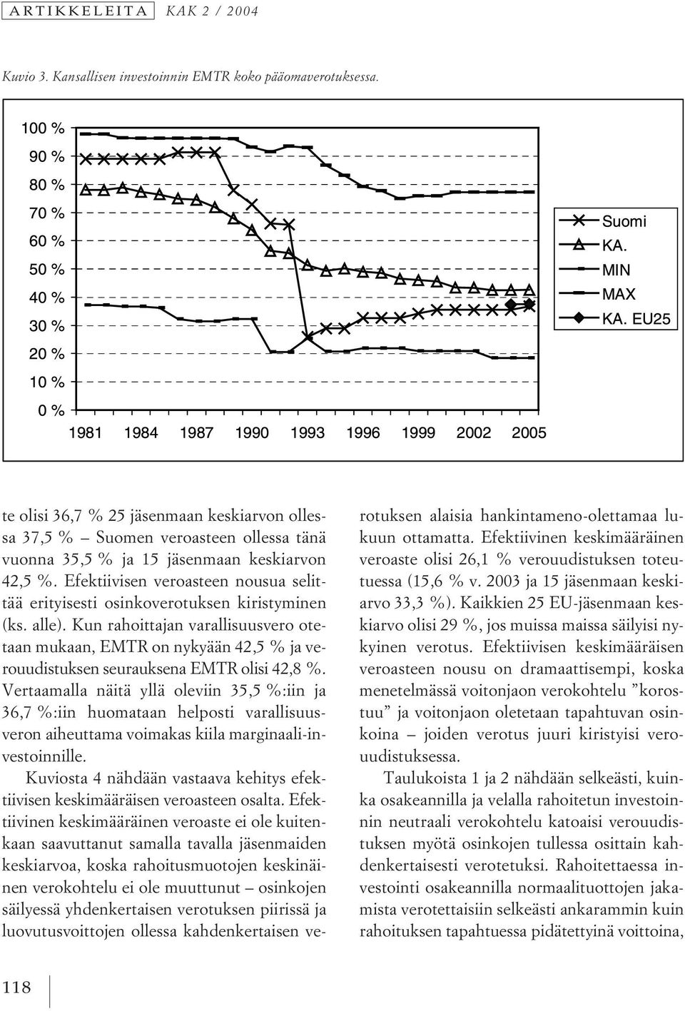 Efektiivisen veroasteen nousua selittää erityisesti osinkoverotuksen kiristyminen (ks. alle).