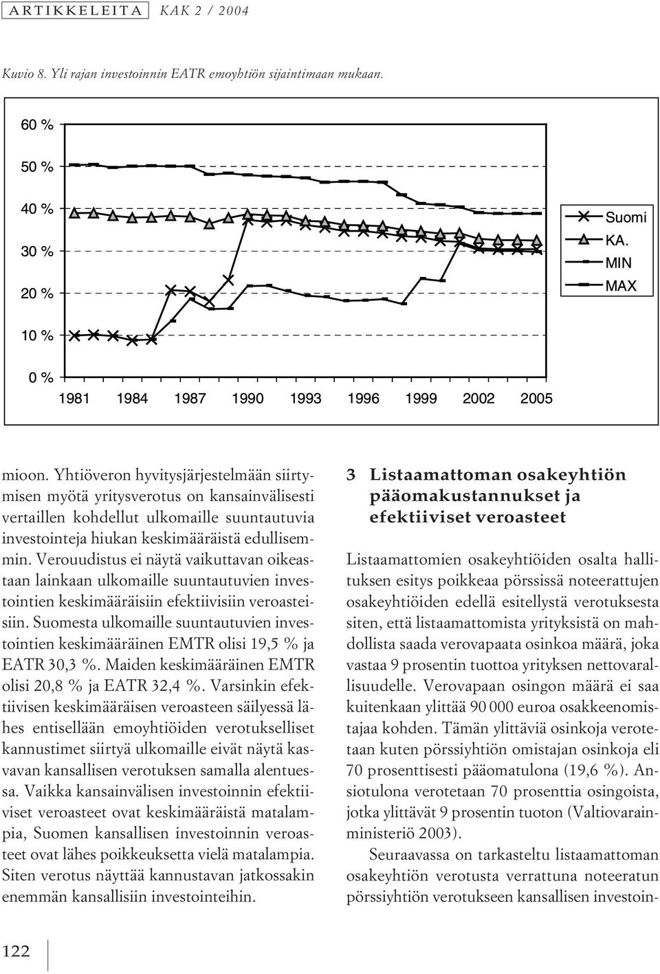 Verouudistus ei näytä vaikuttavan oikeastaan lainkaan ulkomaille suuntautuvien investointien keskimääräisiin efektiivisiin veroasteisiin.