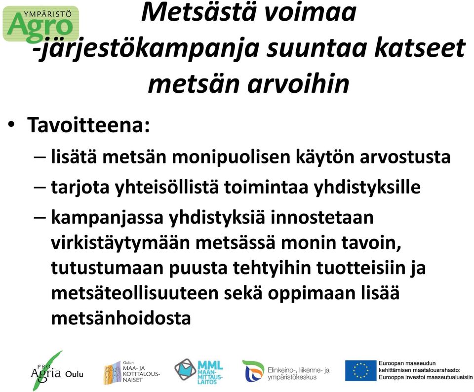 kampanjassa yhdistyksiä innostetaan virkistäytymään metsässä monin tavoin,