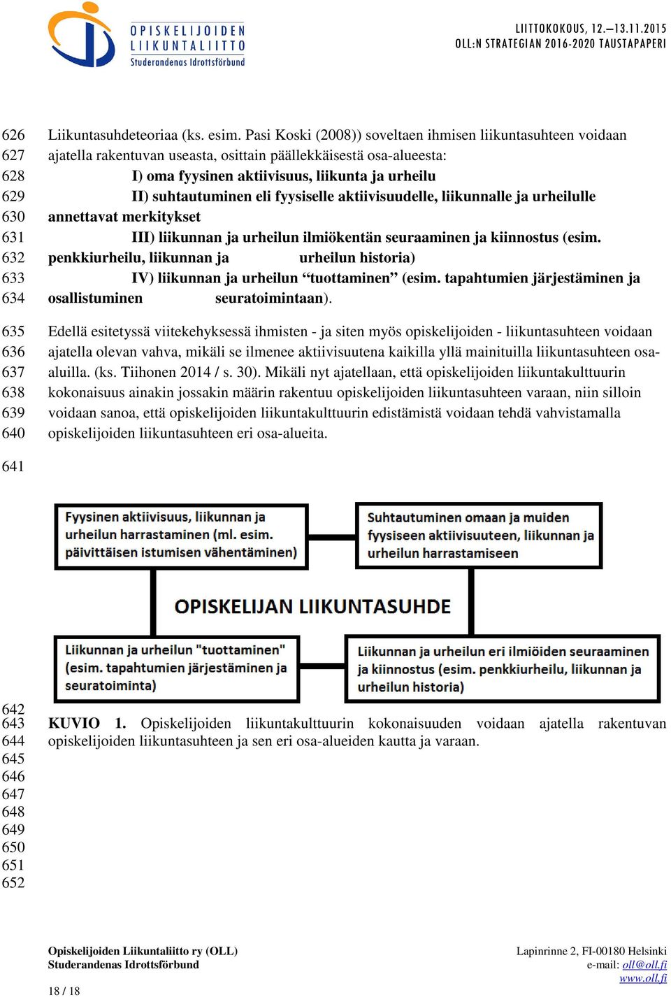 fyysiselle aktiivisuudelle, liikunnalle ja urheilulle annettavat merkitykset III) liikunnan ja urheilun ilmiökentän seuraaminen ja kiinnostus (esim.