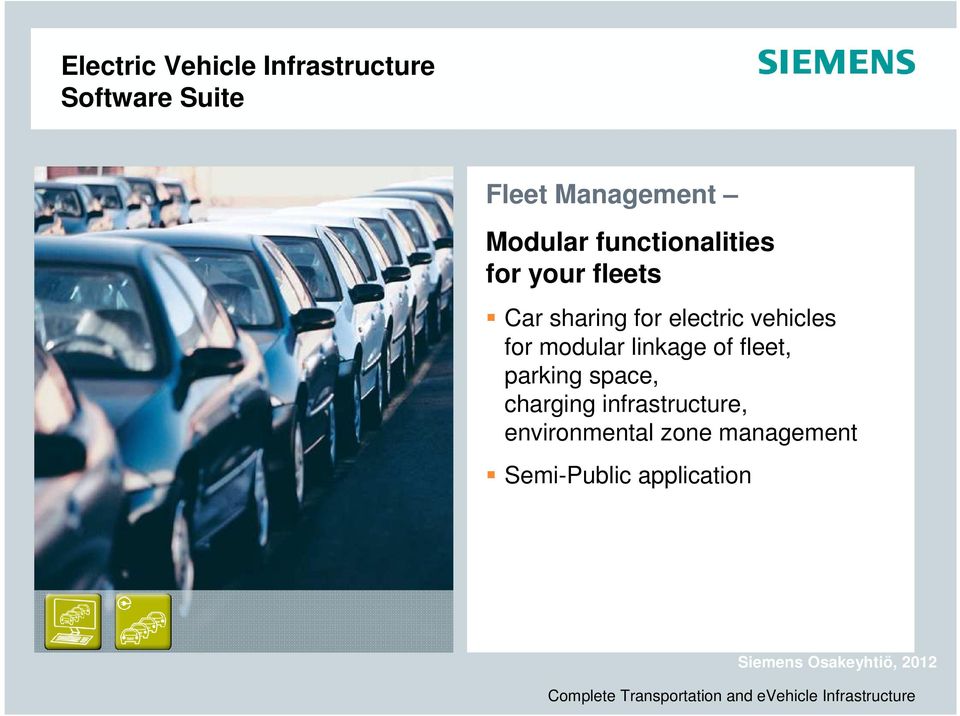 vehicles for modular linkage of fleet, parking space, charging