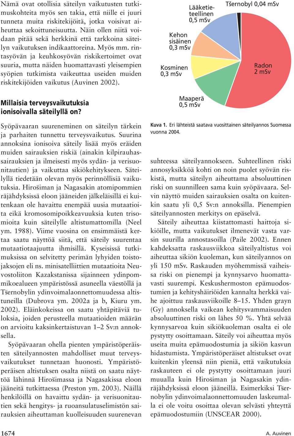 rintasyövän ja keuhkosyövän riskikertoimet ovat suuria, mutta näiden huomattavasti yleisempien syöpien tutkimista vaikeuttaa useiden muiden riskitekijöiden vaikutus (Auvinen 2002).
