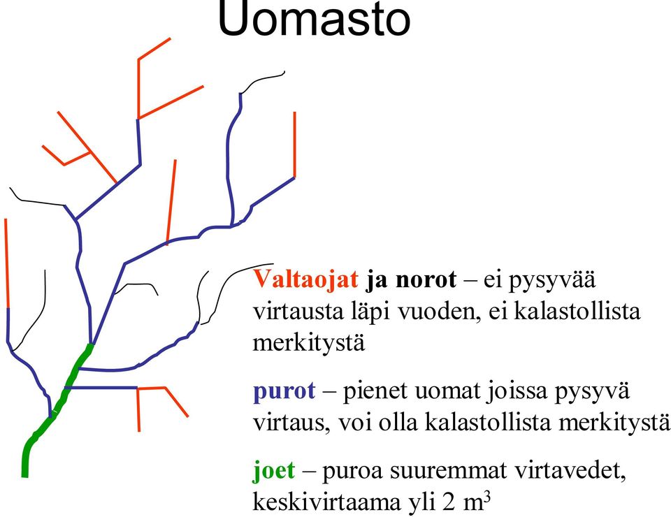 joissa pysyvä virtaus, voi olla kalastollista