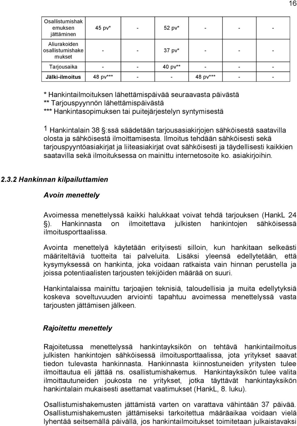 tarjousasiakirjojen sähköisestä saatavilla olosta ja sähköisestä ilmoittamisesta.
