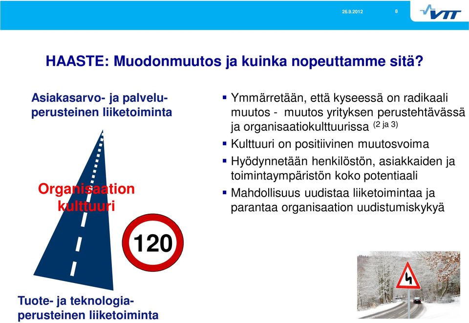 muutos yrityksen perustehtävässä ja organisaatiokulttuurissa (2 ja 3) Kulttuuri on positiivinen muutosvoima Hyödynnetään