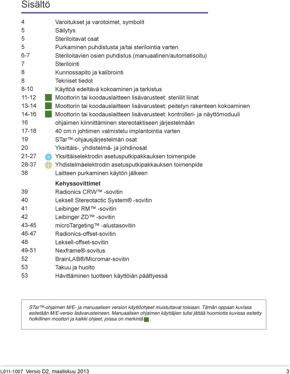 Moottorin tai koodauslaitteen lisävarusteet: steriilit liinat Moottorin tai koodauslaitteen lisävarusteet: peitetyn rakenteen kokoaminen Moottorin tai koodauslaitteen lisävarusteet: kontrolleri- ja