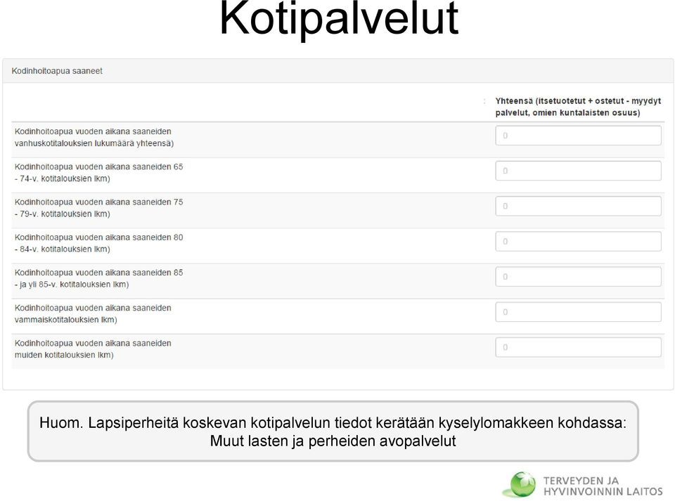 kotipalvelun tiedot kerätään