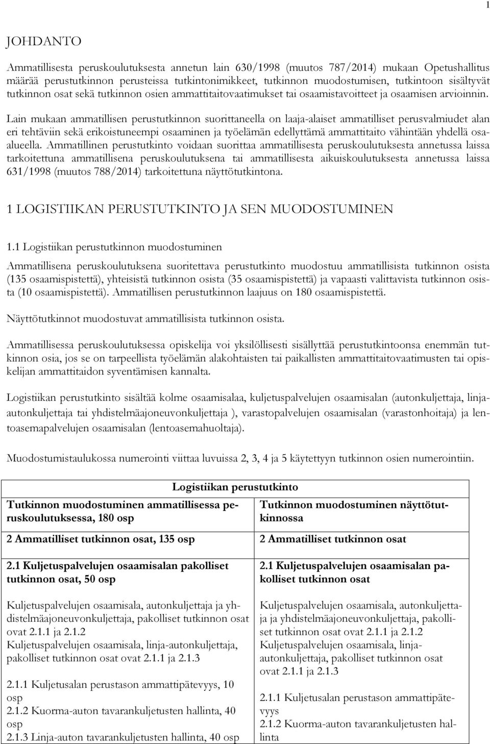 Lain mukaan ammatillisen perustutkinnon suorittaneella on laaja-alaiset ammatilliset perusvalmiudet alan eri tehtäviin sekä erikoistuneempi osaaminen ja työelämän edellyttämä ammattitaito vähintään