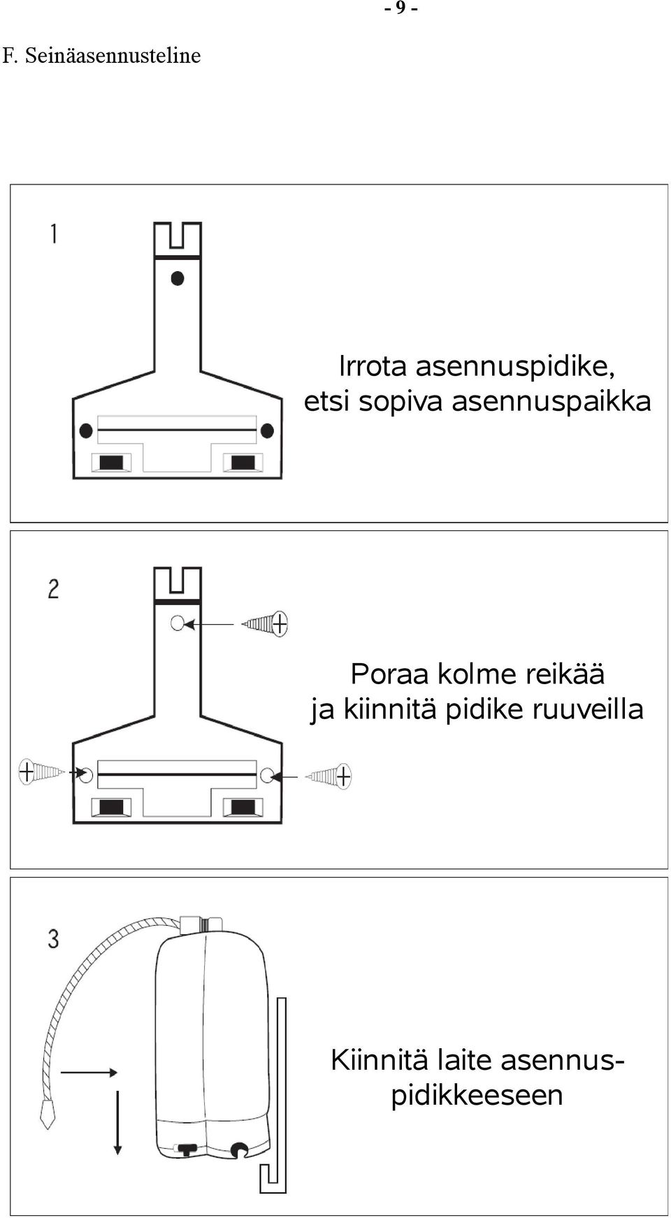 asennuspidike, etsi sopiva
