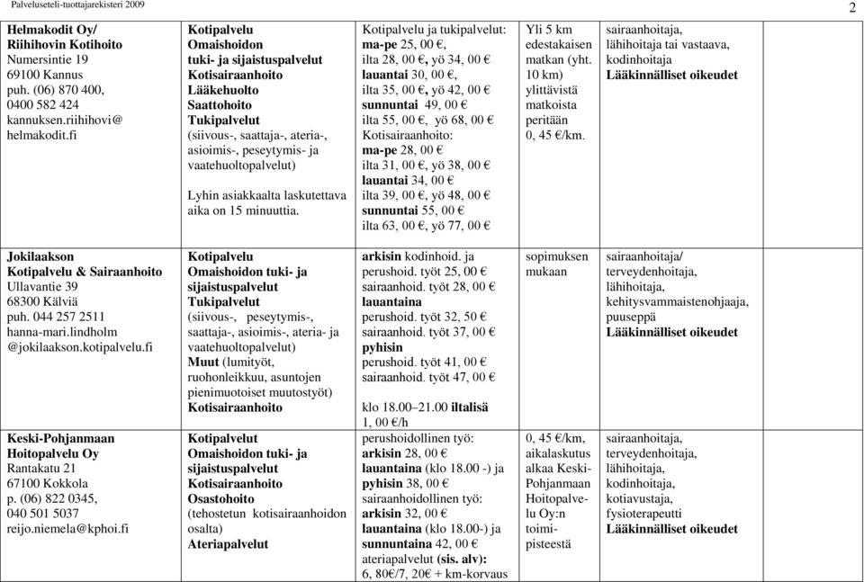 ja tukipalvelut: ma-pe 25, 00, ilta 28, 00, yö 34, 00 lauantai 30, 00, ilta 35, 00, yö 42, 00 sunnuntai 49, 00 ilta 55, 00, yö 68, 00 : ma-pe 28, 00 ilta 31, 00, yö 38, 00 lauantai 34, 00 ilta 39,