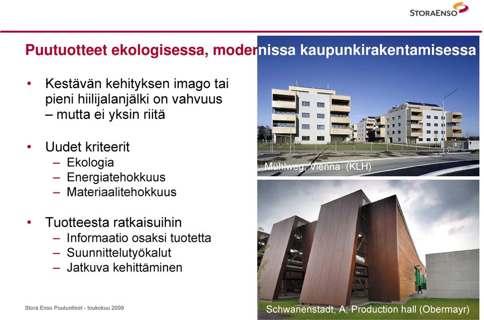 Materiaalitehokkuus Mühlweg, Vienna (KLH) Tuotteesta ratkaisuihin Informaatio osaksi tuotetta