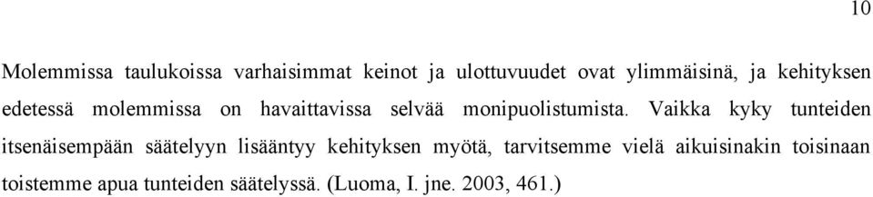 Vaikka kyky tunteiden itsenäisempään säätelyyn lisääntyy kehityksen myötä,