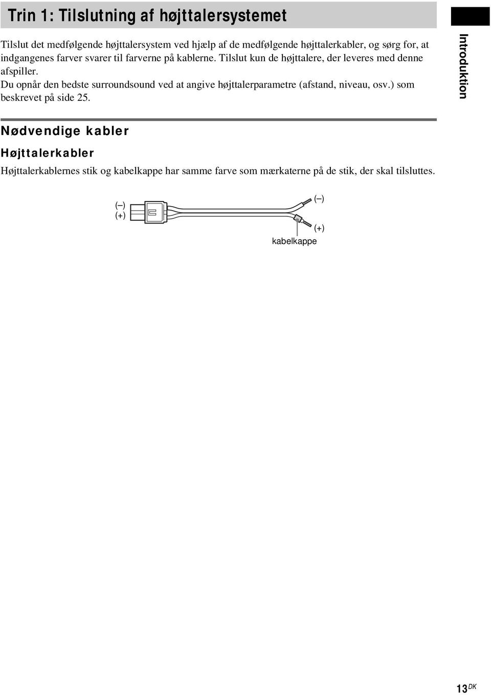 Du opnår den bedste surroundsound ved at angive højttalerparametre (afstand, niveau, osv.) som beskrevet på side 25.