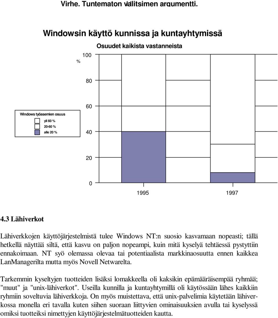 ennakoimaan. NT syö olemassa olevaa tai potentiaalista markkinaosuutta ennen kaikkea LanManagerilta mutta myös Novell Netwarelta.