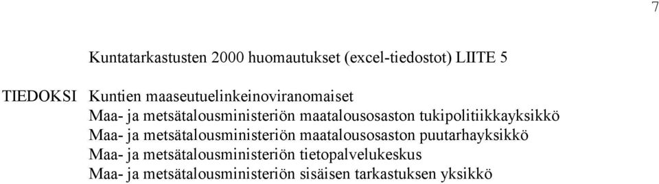 tukipolitiikkayksikkö Maa- ja metsätalousministeriön maatalousosaston puutarhayksikkö