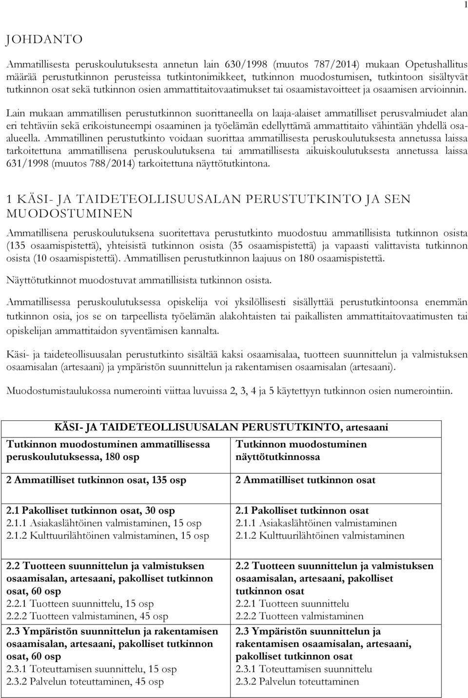 Lain mukaan ammatillisen perustutkinnon suorittaneella on laaja-alaiset ammatilliset perusvalmiudet alan eri tehtäviin sekä erikoistuneempi osaaminen ja työelämän edellyttämä ammattitaito vähintään