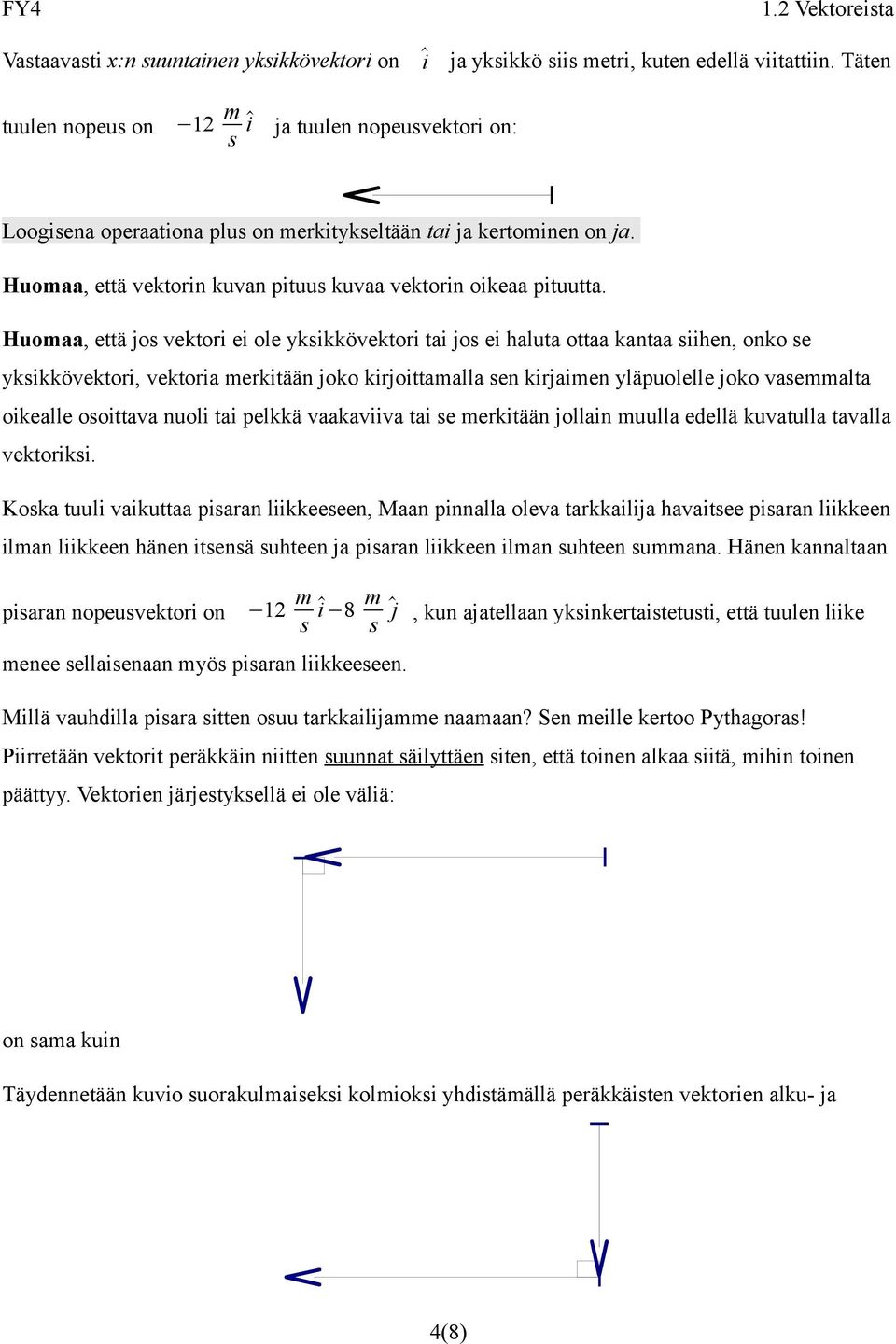 Huomaa, että jos vektori ei ole yksikkövektori tai jos ei haluta ottaa kantaa siihen, onko se yksikkövektori, vektoria merkitään joko kirjoittamalla sen kirjaimen yläpuolelle joko vasemmalta oikealle