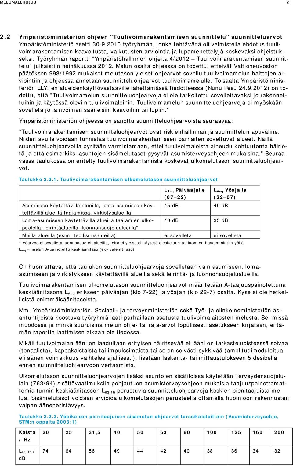 Työryhmän raportti "Ympäristöhallinnon ohjeita 4/2012 Tuulivoimarakentamisen suunnittelu" julkaistiin heinäkuussa 2012.