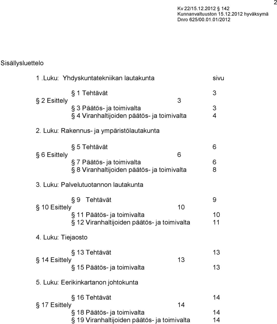 Luku: Palvelutuotannon lautakunta 9 Tehtävät 9 10 Esittely 10 11 Päätös- ja toimivalta 10 12 Viranhaltijoiden päätös- ja toimivalta 11 4.