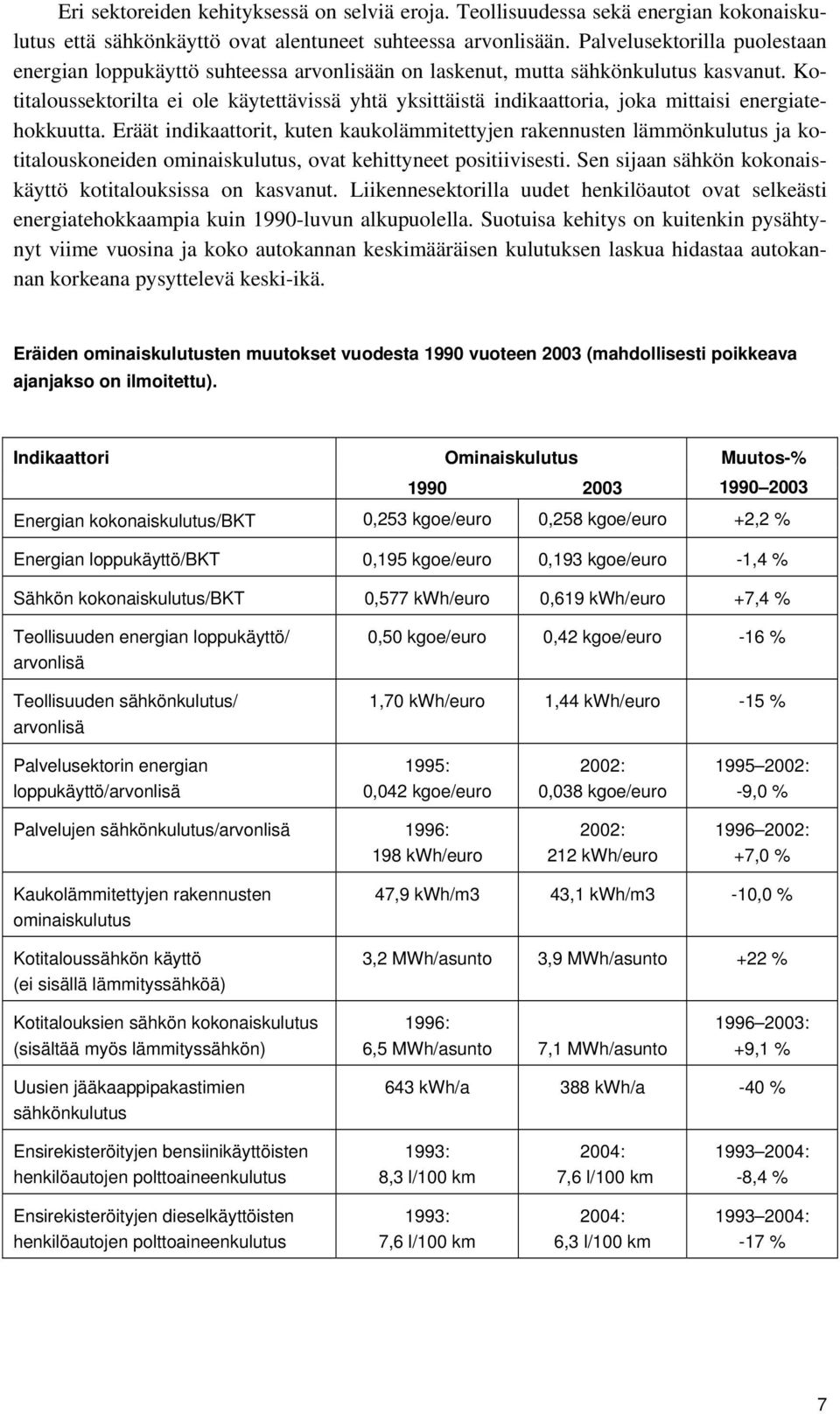 Kotitaloussektorilta ei ole käytettävissä yhtä yksittäistä indikaattoria, joka mittaisi energiatehokkuutta.