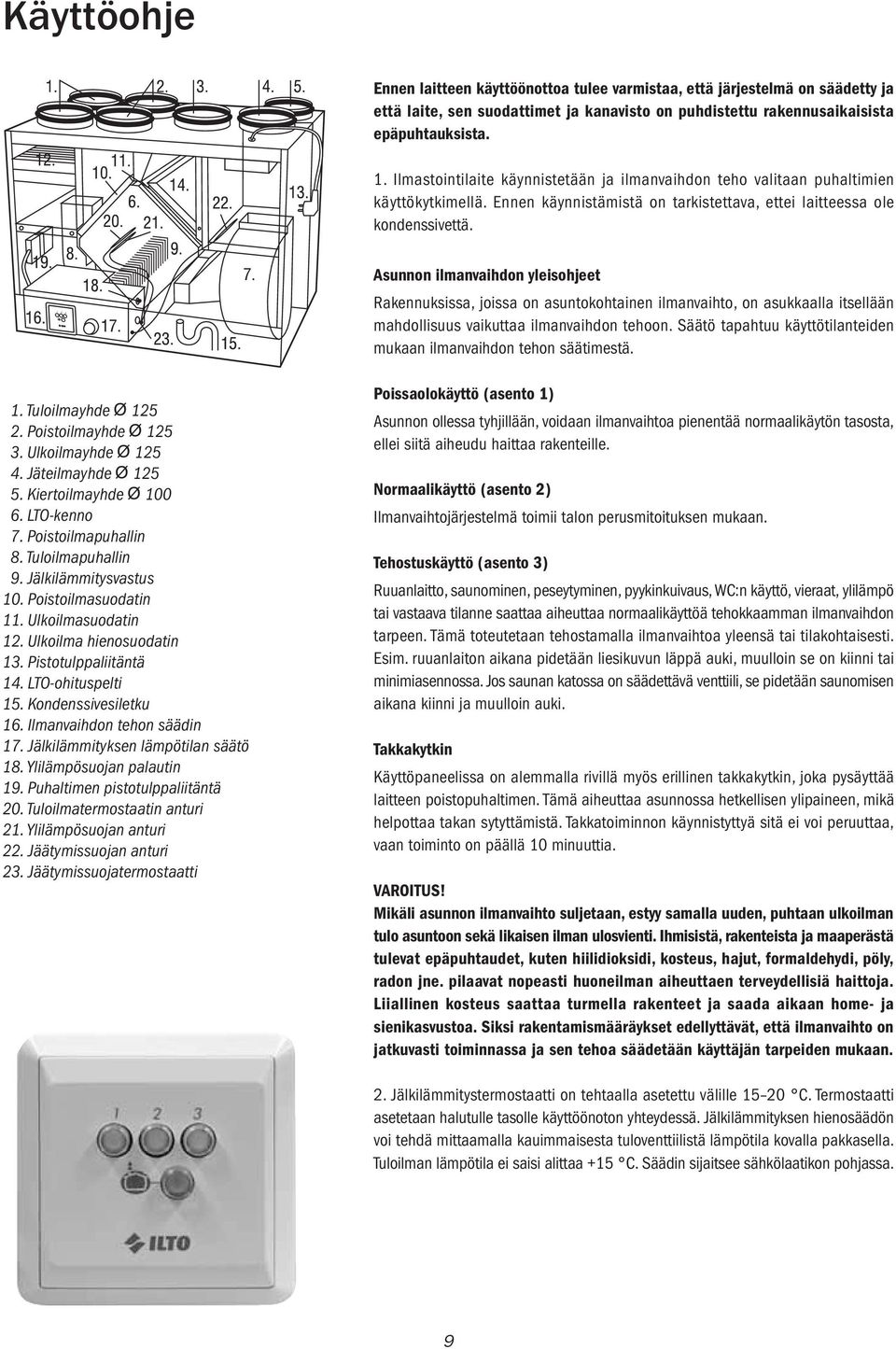 Asunnon ilmanvaihdon yleisohjeet Rakennuksissa, joissa on asuntokohtainen ilmanvaihto, on asukkaalla itsellään mahdollisuus vaikuttaa ilmanvaihdon tehoon.