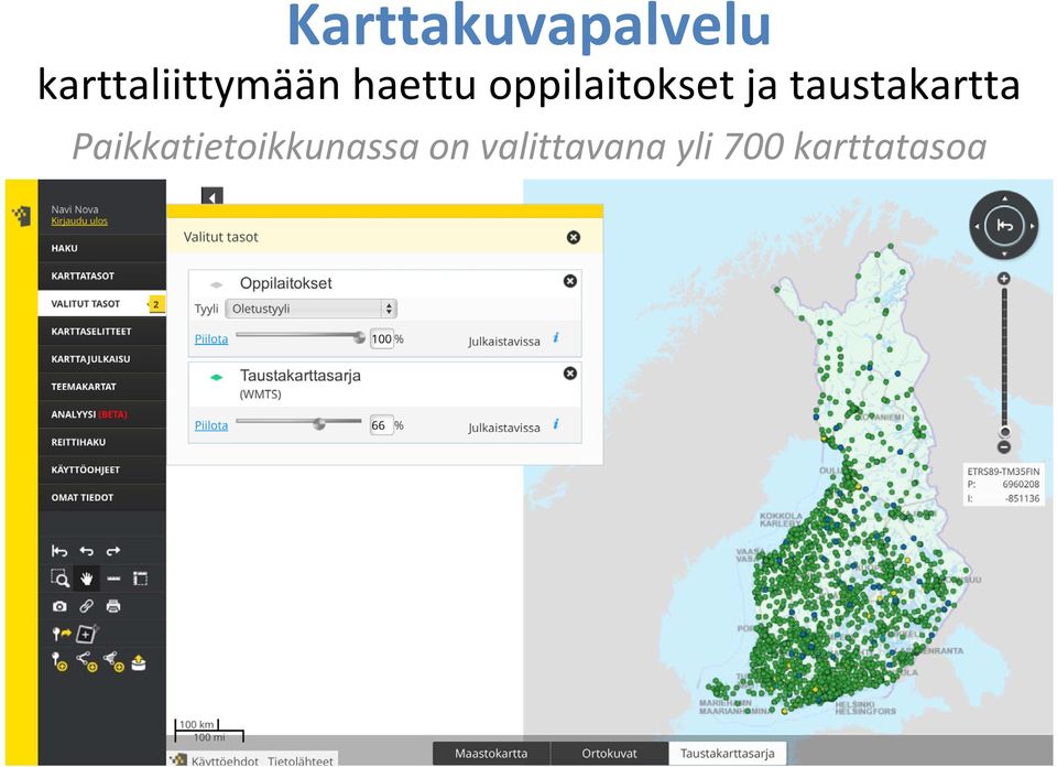 oppilaitokset ja taustakartta