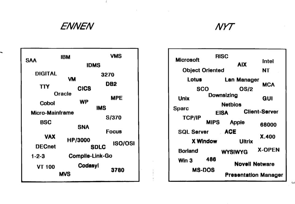 Oriented Nl Lotus Lan Manager MCA SCO OS/2 Downsizing Unix GUI Netbios Sparc EISA Client-Ssrver TCP/IP MIPS Apple