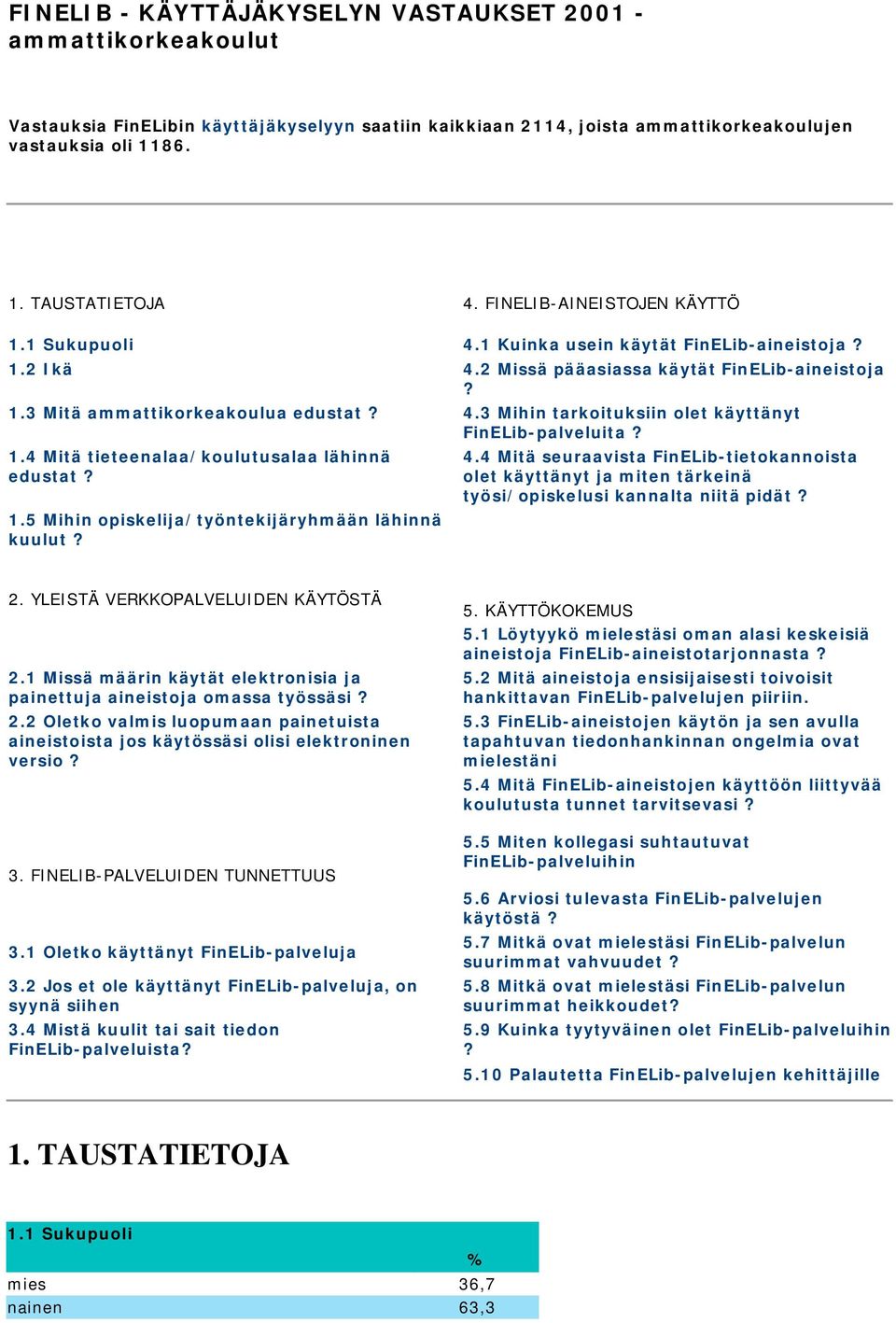 1.4 Mitä tieteenalaa/koulutusalaa lähinnä edustat? 1.5 Mihin opiskelija/työntekijäryhmään lähinnä kuulut? 4.