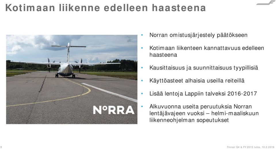 Käyttöasteet alhaisia useilla reiteillä Lisää lentoja Lappiin talveksi 2016-2017