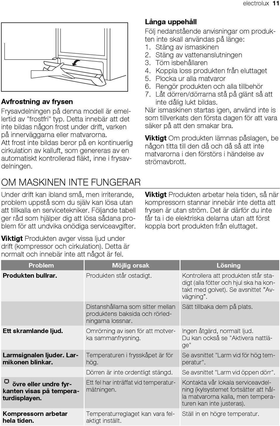 Att frost inte bildas beror på en kontinuerlig cirkulation av kalluft, som genereras av en automatiskt kontrollerad fläkt, inne i frysavdelningen.