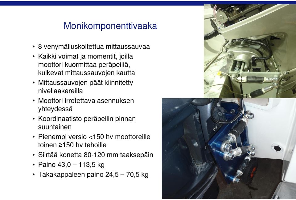 irrotettava asennuksen yhteydessä Koordinaatisto peräpeilin pinnan suuntainen Pienempi versio <150 hv