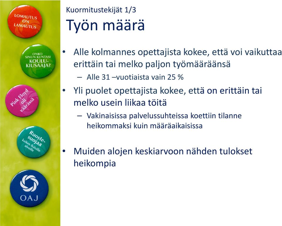 kokee, että on erittäin tai melko usein liikaa töitä Vakinaisissa palvelussuhteissa