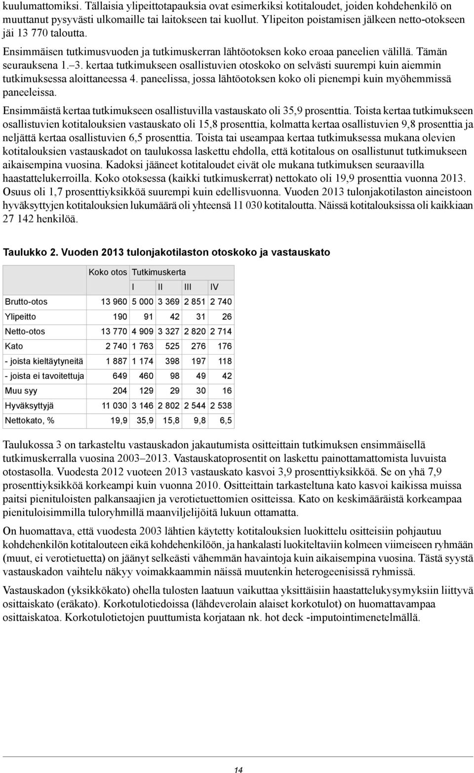 kertaa tutkimukseen osallistuvien otoskoko on selvästi suurempi kuin aiemmin tutkimuksessa aloittaneessa 4. paneelissa, jossa lähtöotoksen koko oli pienempi kuin myöhemmissä paneeleissa.