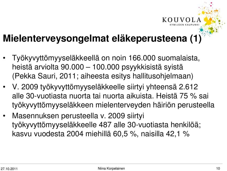 612 alle 30-vuotiasta nuorta tai nuorta aikuista.