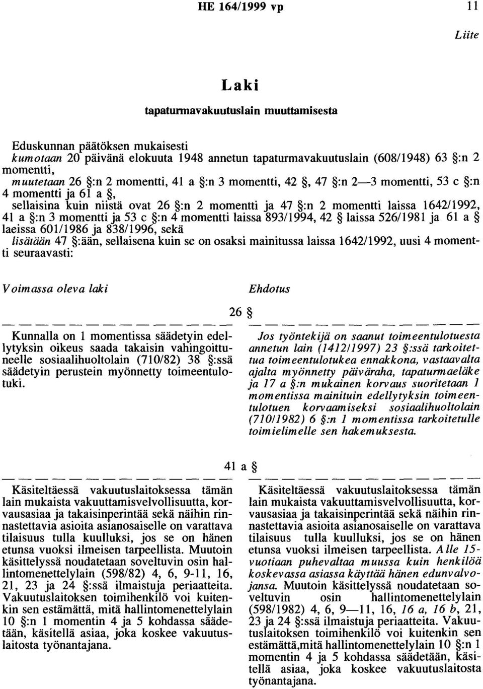 :n 4 momentti laissa 893/1994, 42 laissa 526/1981 ja 61 a laeissa 601/1986 ja 838/1996, sekä lisätään 47 :ään, sellaisena kuin se on osaksi mainitussa laissa 1642/1992, uusi 4 momentti seuraavasti: