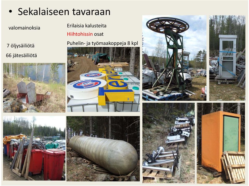 jätesäiliötä Erilaisia kalusteita