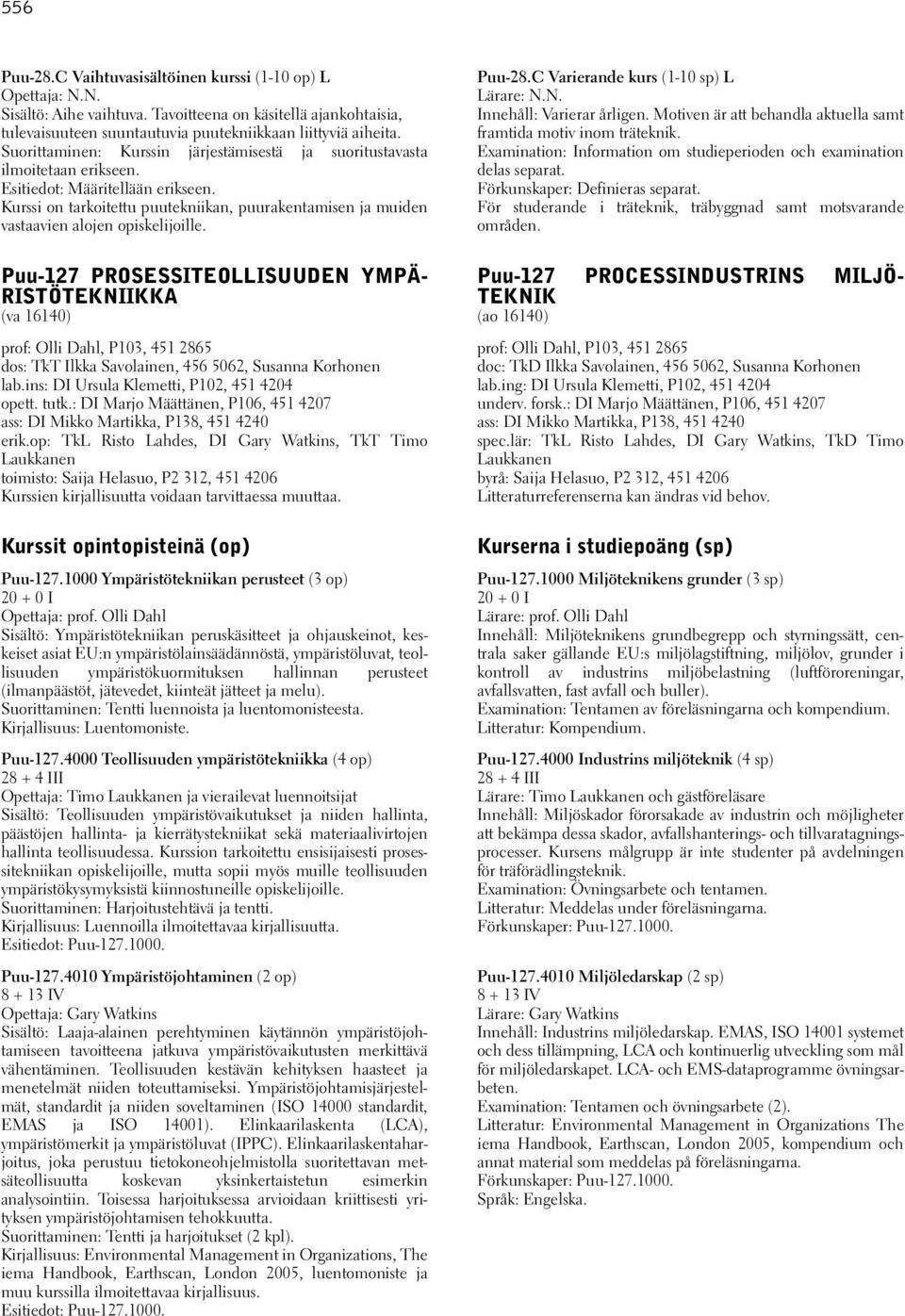 Kurssi on tarkoitettu puutekniikan, puurakentamisen ja muiden vastaavien alojen opiskelijoille.