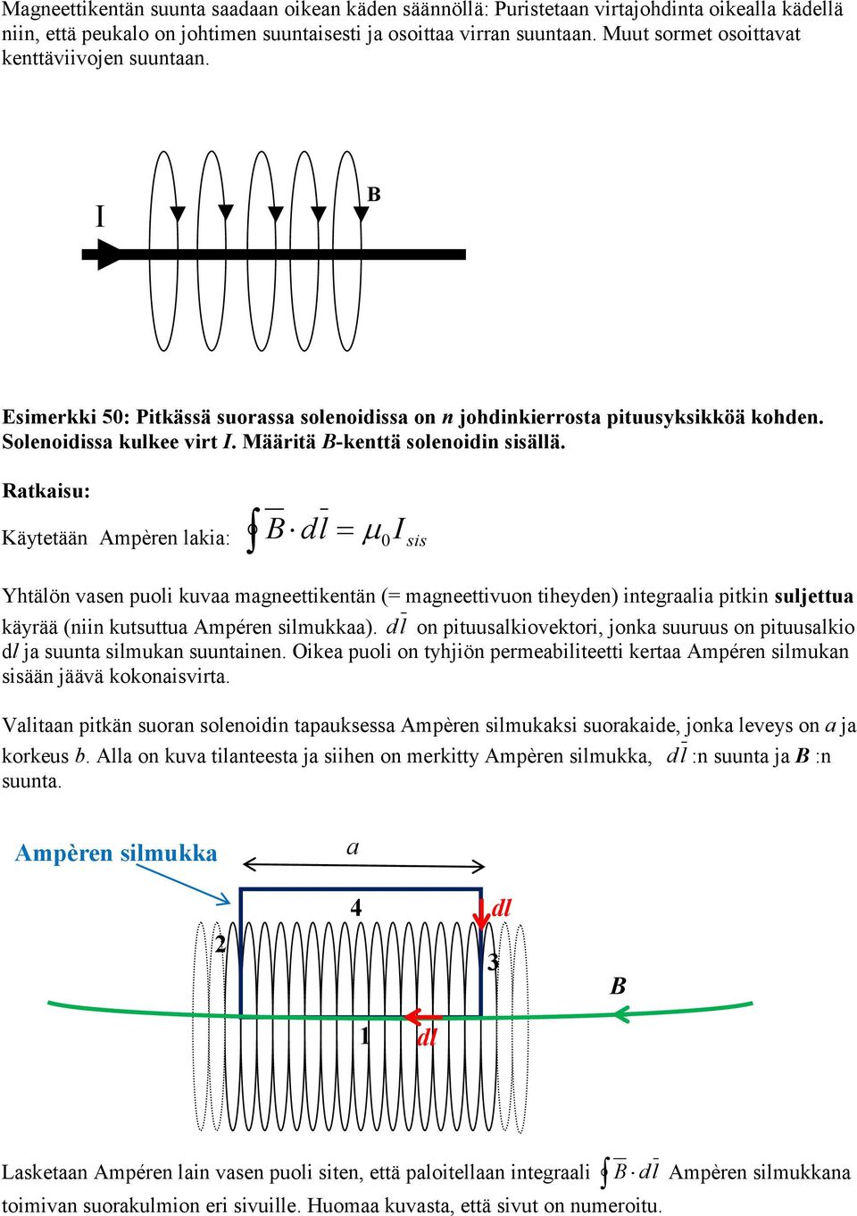 Määritä -kenttä solenoidin sisällä.