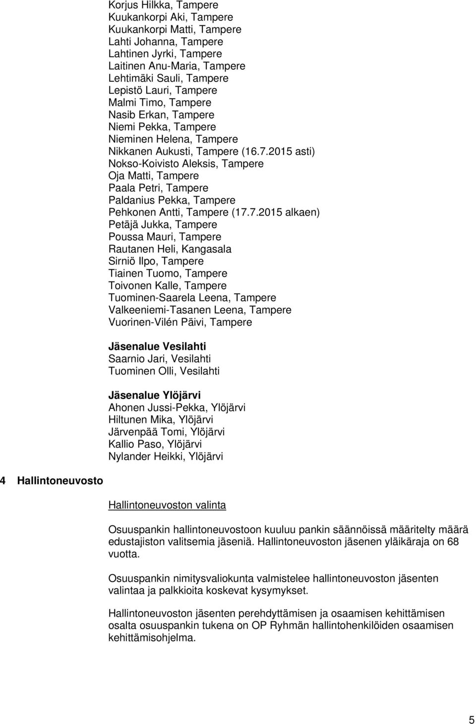 2015 asti) Nokso-Koivisto Aleksis, Tampere Oja Matti, Tampere Paala Petri, Tampere Paldanius Pekka, Tampere Pehkonen Antti, Tampere (17.