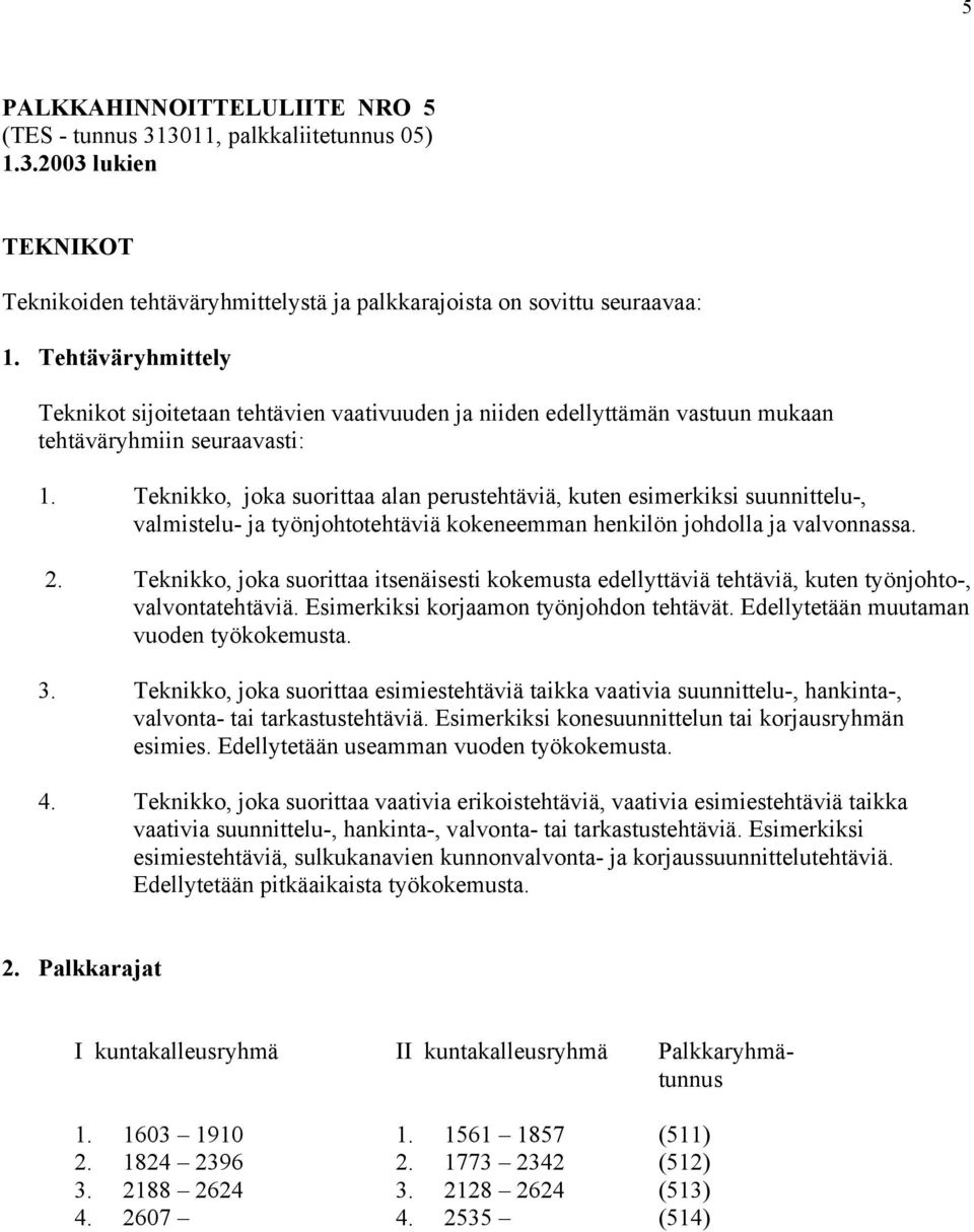 Teknikko, joka suorittaa alan perustehtäviä, kuten esimerkiksi suunnittelu-, valmistelu- ja työnjohtotehtäviä kokeneemman henkilön johdolla ja valvonnassa. 2.