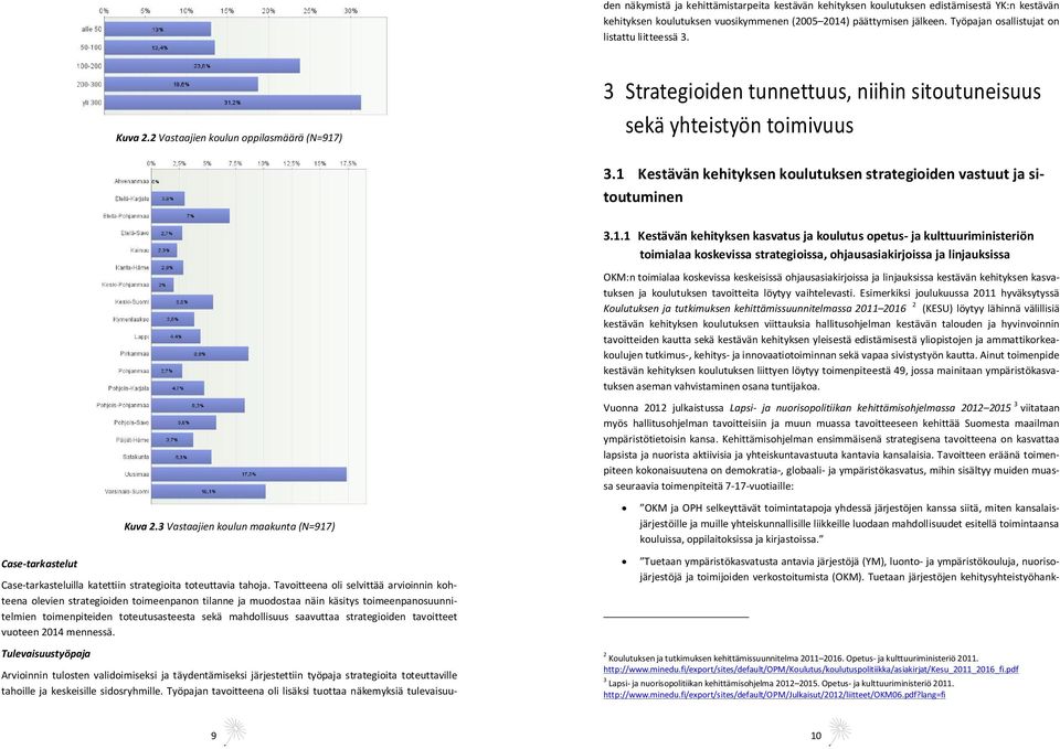 1 Kestävän kehityksen koulutuksen strategioiden vastuut ja sitoutuminen 3.1.1 Kestävän kehityksen kasvatus ja koulutus opetus- ja kulttuuriministeriön toimialaa koskevissa strategioissa, ohjausasiakirjoissa ja linjauksissa Case-tarkastelut Kuva 2.