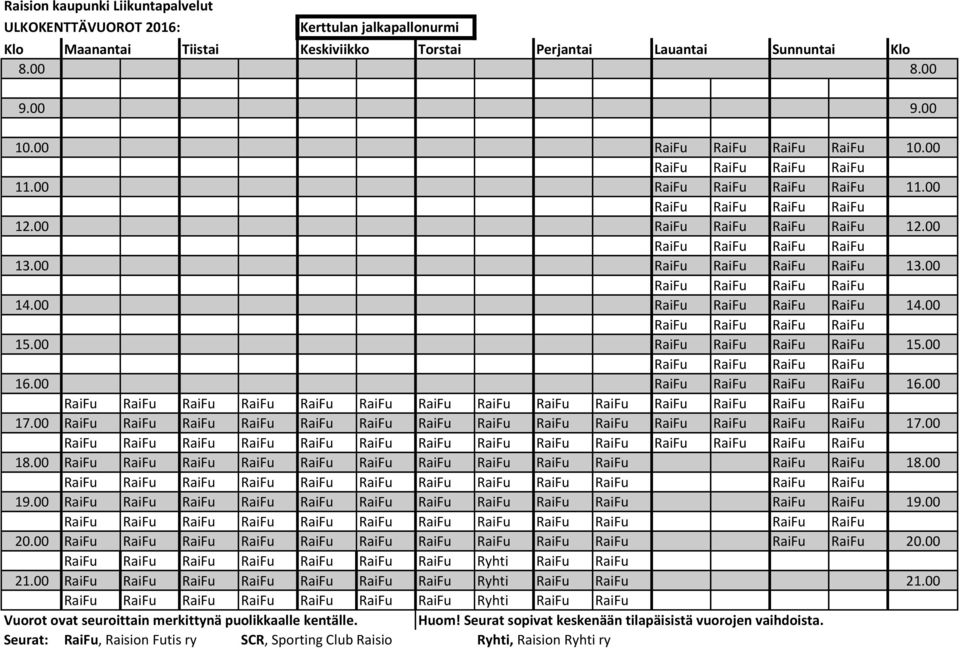 00 20.00 RaiFu RaiFu RaiFu Ryhti RaiFu RaiFu 21.00 RaiFu RaiFu RaiFu Ryhti RaiFu RaiFu 21.00 RaiFu RaiFu RaiFu Ryhti RaiFu RaiFu Huom!