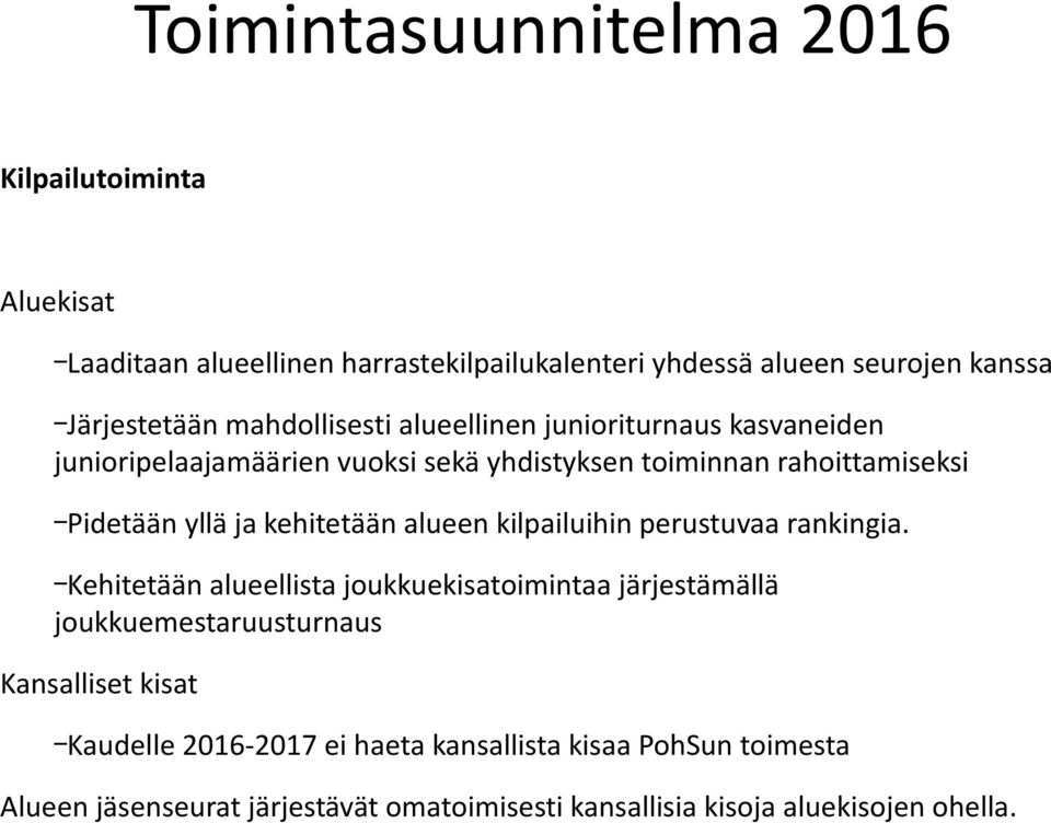 alueen kilpailuihin perustuvaa rankingia.