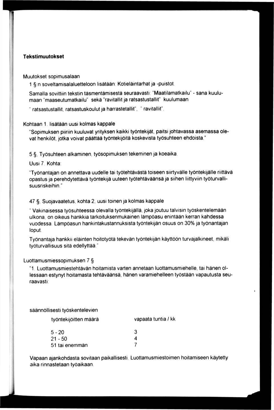 lisätään uusi kolmas kappale "Sopimuksen piiriin kuuluvat yrityksen kaikki työntekijät, paitsi johtavassa asemassa olevat henkilöt, jotka voivat päättää työntekijöitä koskevista työsuhteen ehdoista.
