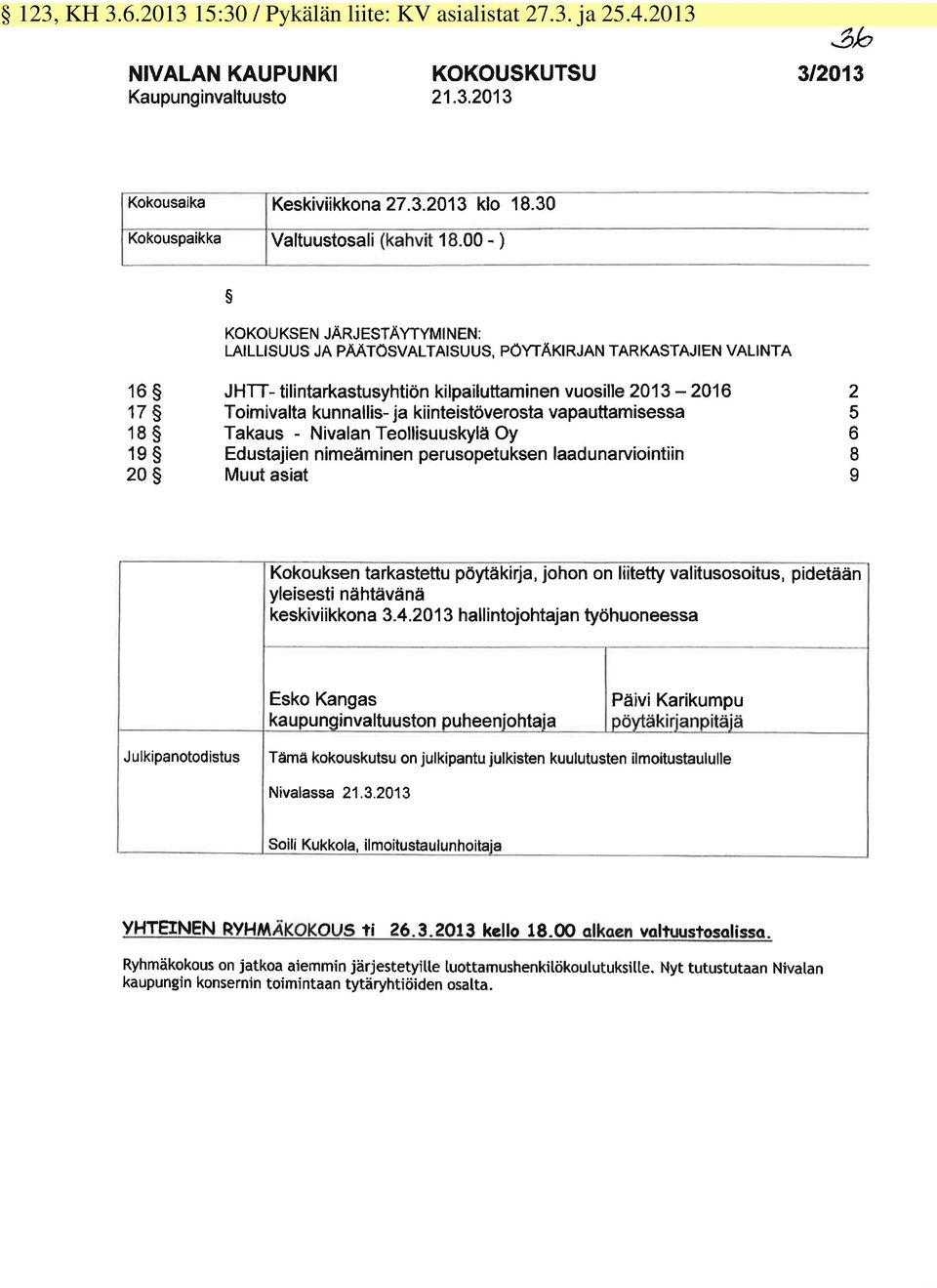 Pykälän liite: KV