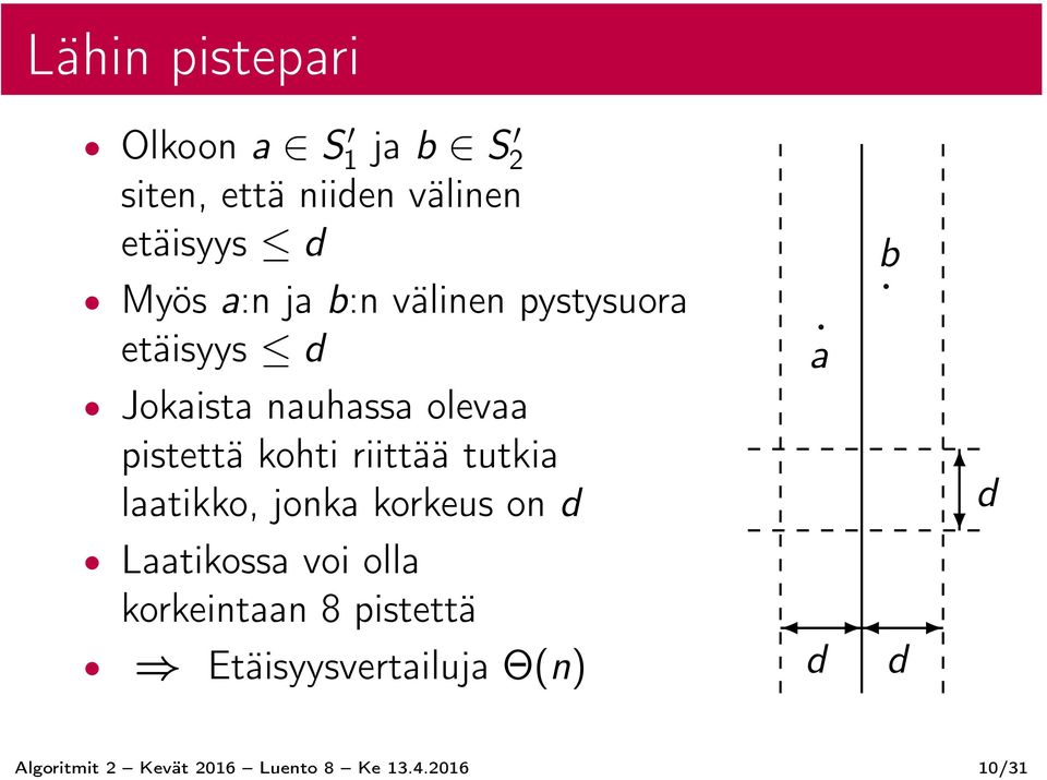 riittää tutkia laatikko, jonka korkeus on d Laatikossa voi olla korkeintaan 8