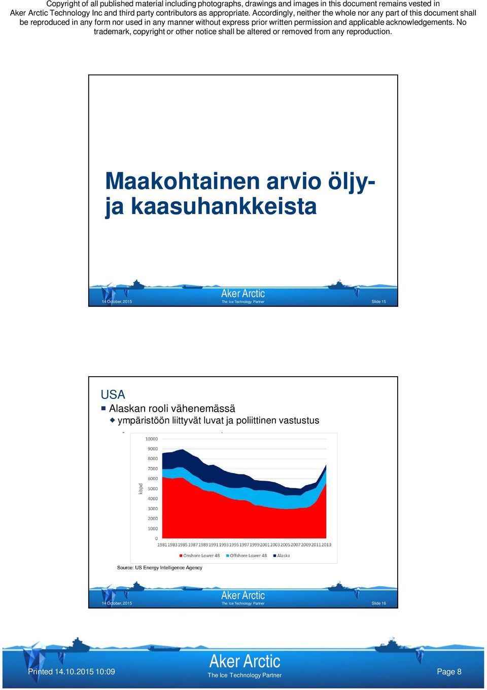 Maakohtainen arvio öljyja kaasuhankkeista Slide 15 USA Alaskan rooli