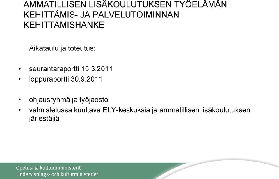 2011 ohjausryhmä ja työjaosto valmistelussa